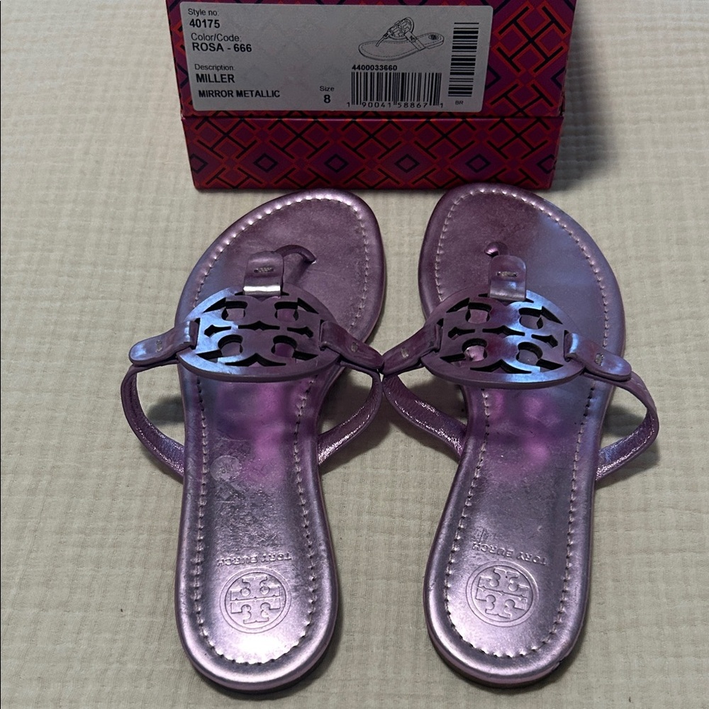 Tory Burch Mirror Metallic Sandals - Purple